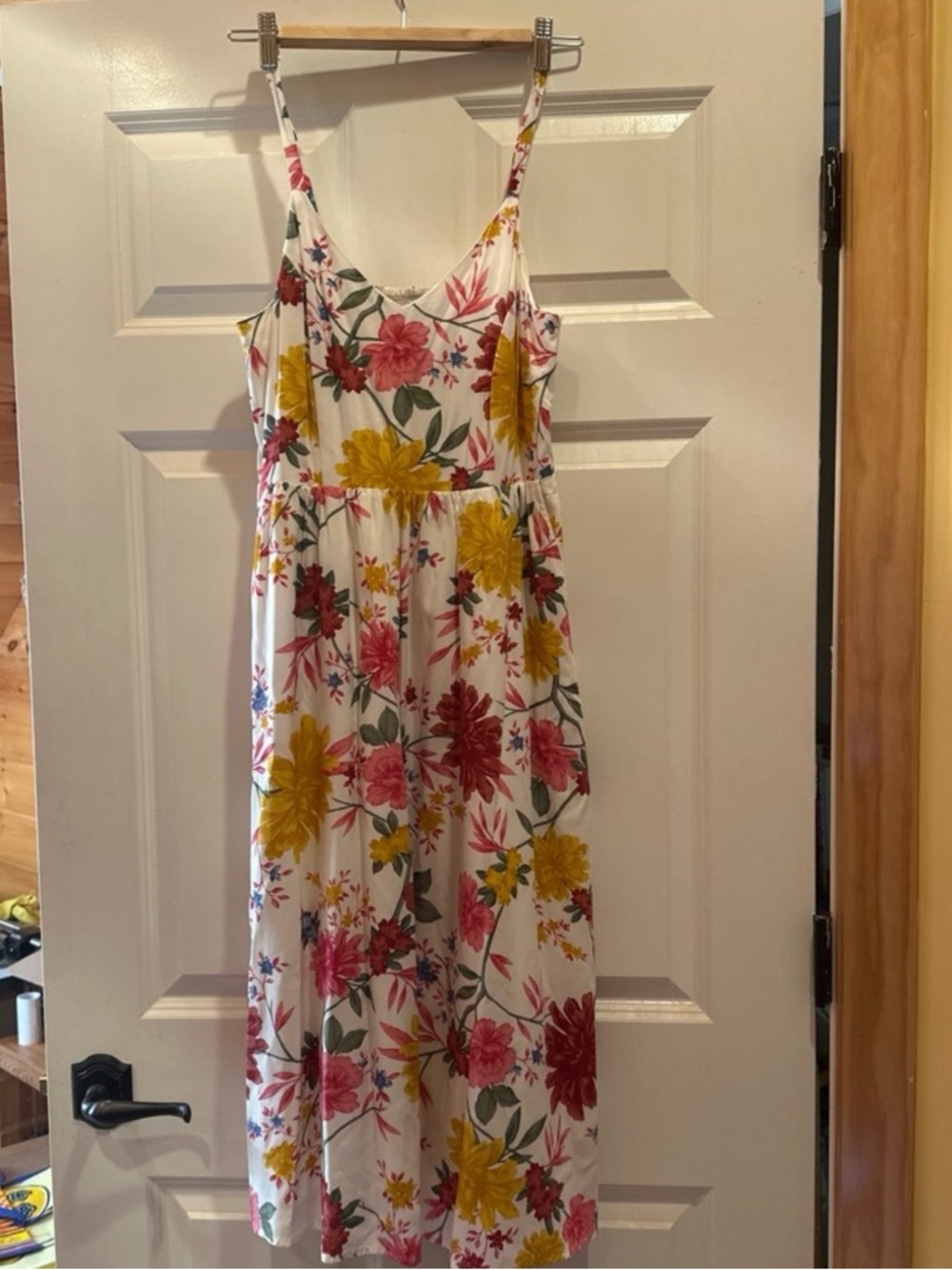 GAP White Maxi Dress with Yellow and Pink Floral Print